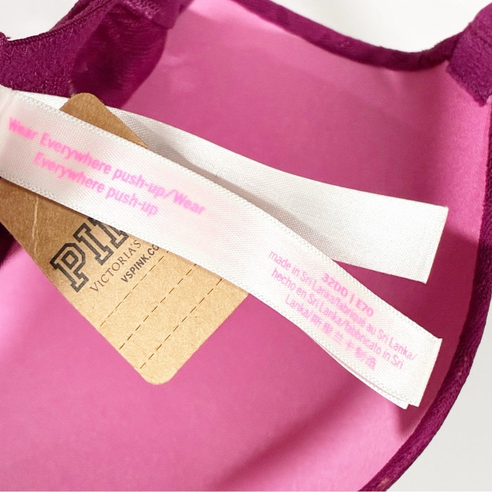 Victorias Secret Pink Racer Back Wear Everywhere Bra Rhinestone Straps 32DD NEW - Picture 4 of 5